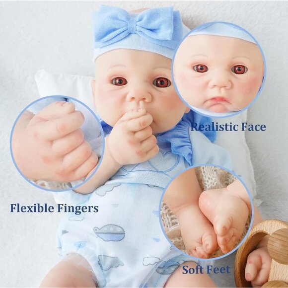 16.14 in Full Silicone ivory Reborn Baby Dolls BOY Lifelike Newborn Dolls Baby - Picture 2 of 8